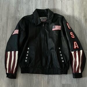 Black leather USA jacket